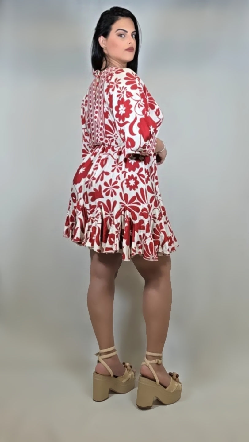 Flower Print Mini Swing Dress