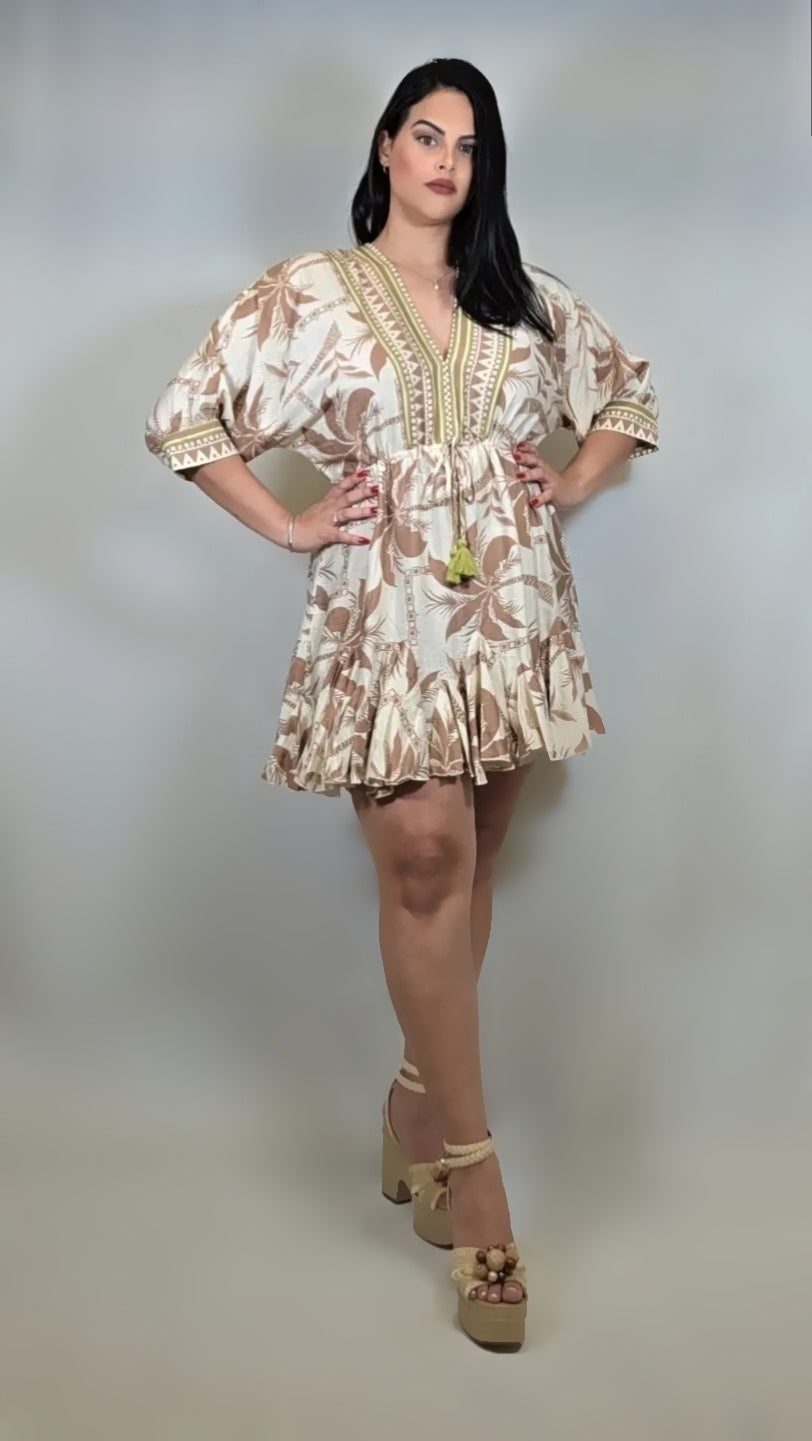Spring Style V Neck Mini Dress
