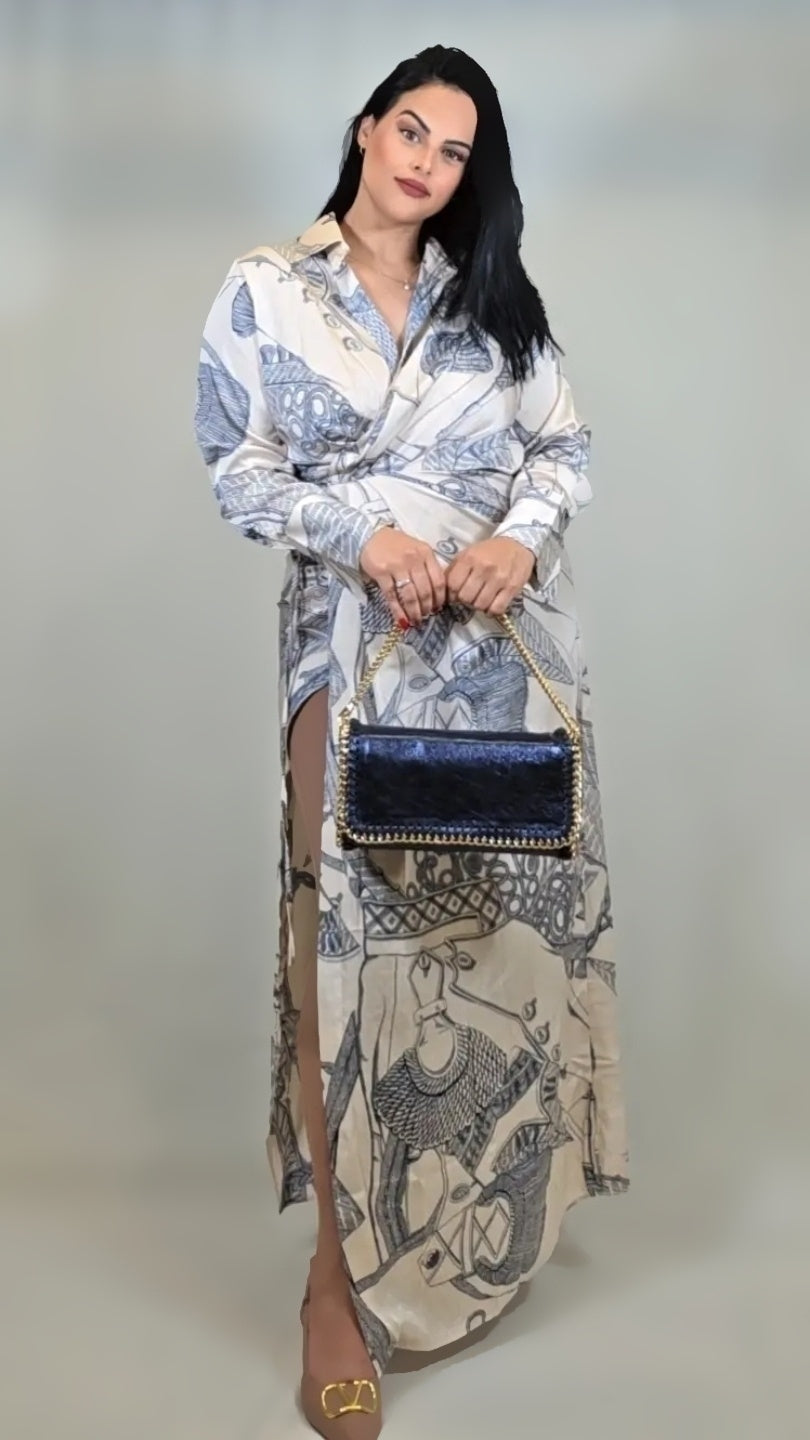 Long Sleeve Open Front Maxi Dress