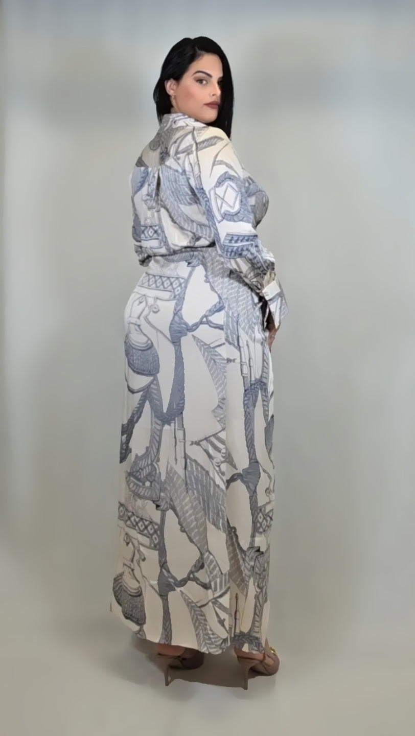 Long Sleeve Open Front Maxi Dress