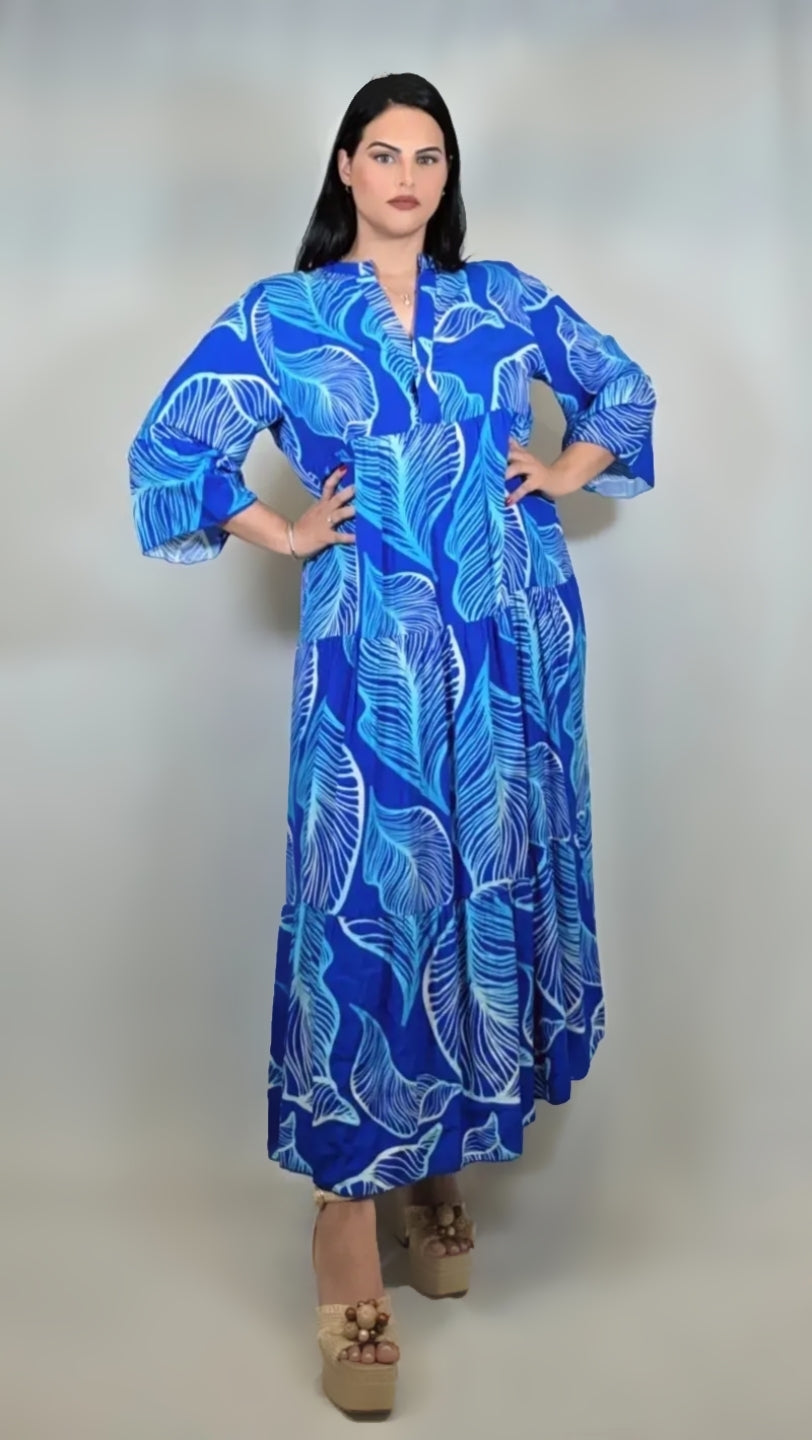V-Neck Printed Loose Dress