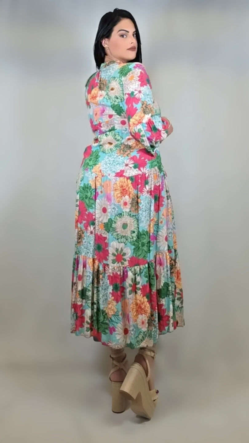 Floral Print Button Down Dress