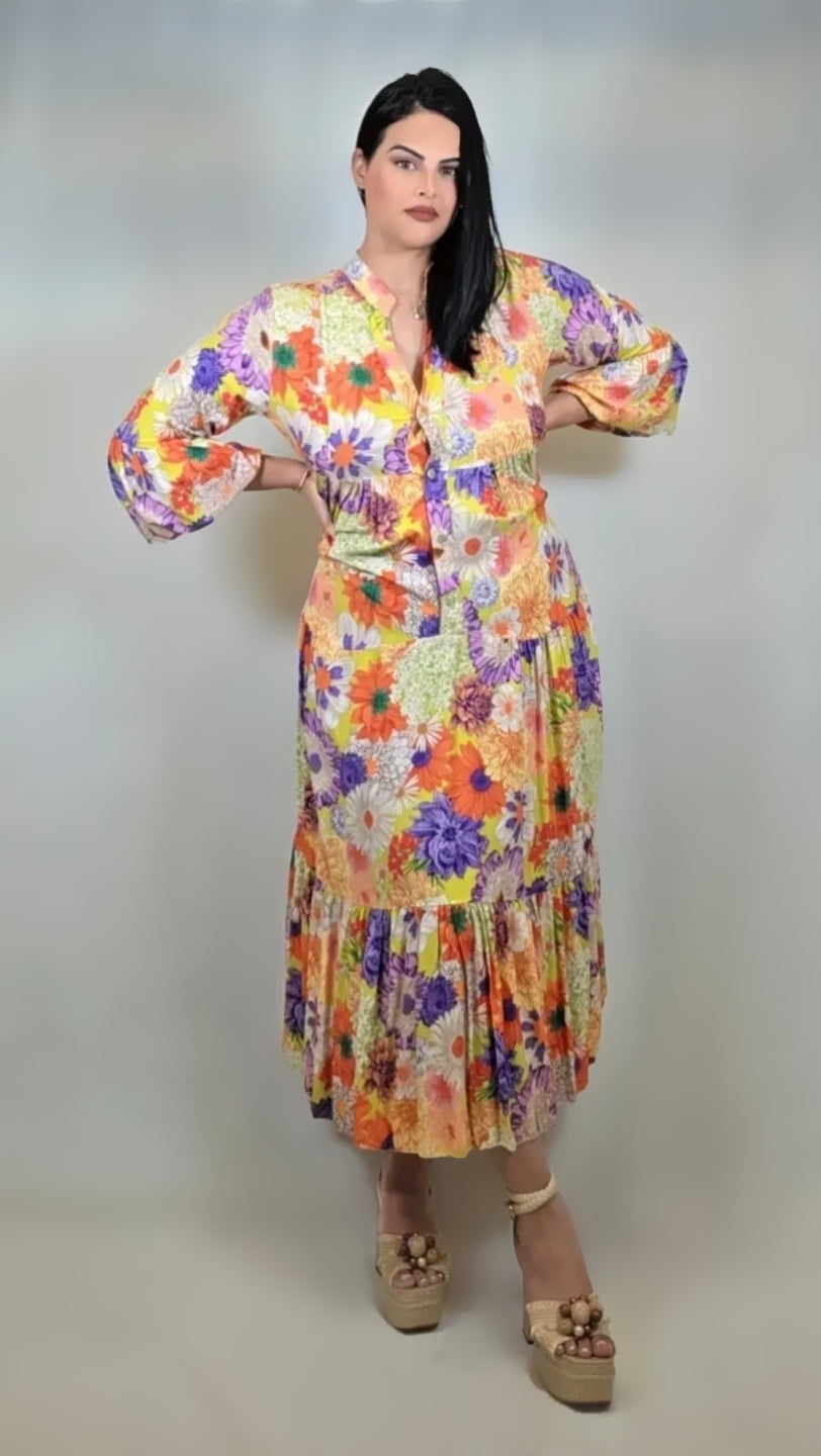 Floral Print Button Down Dress