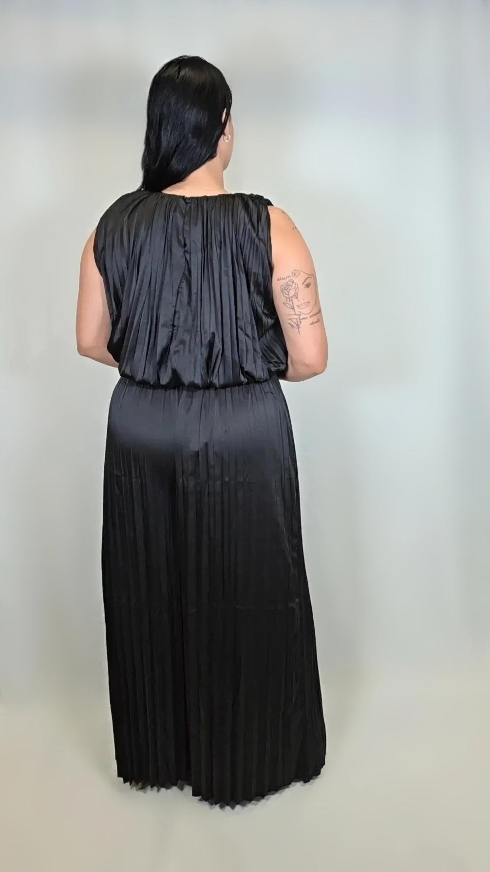Satin Plisse Wide Leg Pant Set