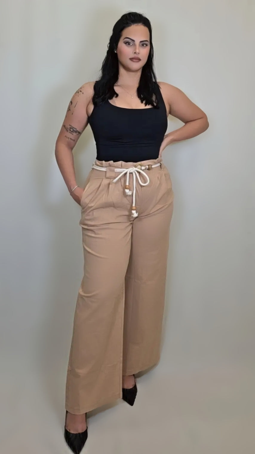 Wide Leg Palazzo Pant Drawstring High Waist With Pockets