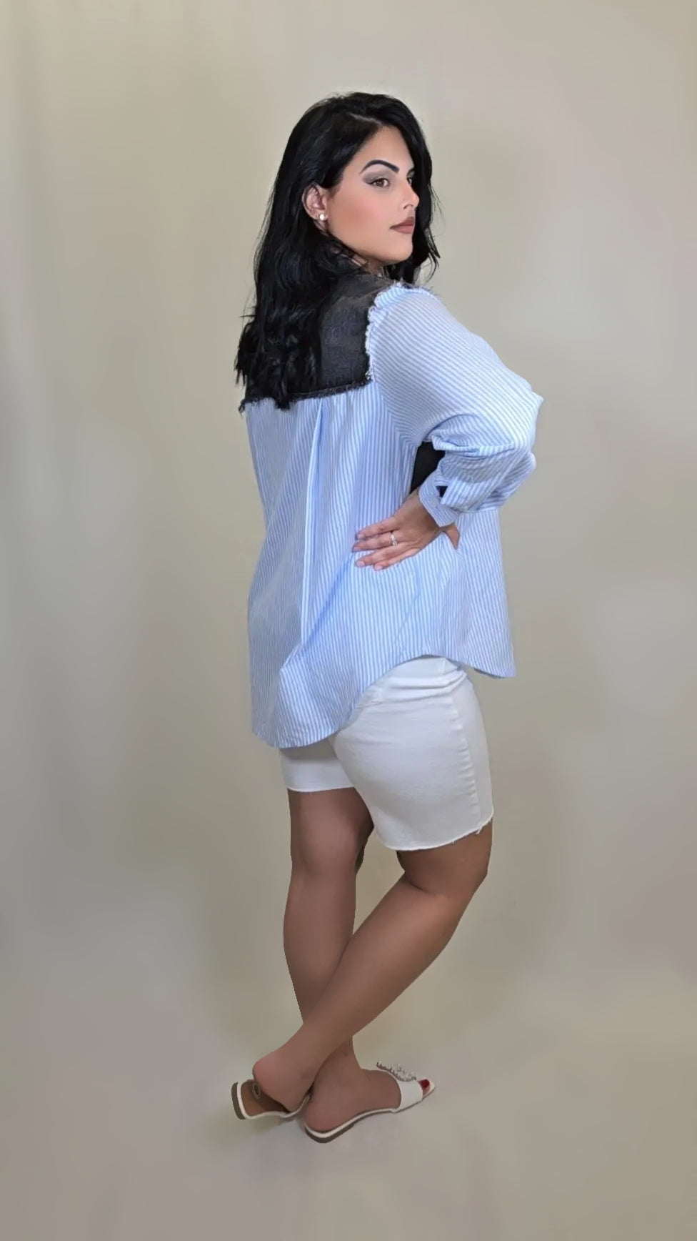 Patch Denim Long Sleeve Shirt