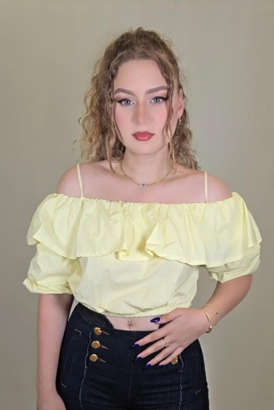 Ruffle Off-Shoulder Crop Top