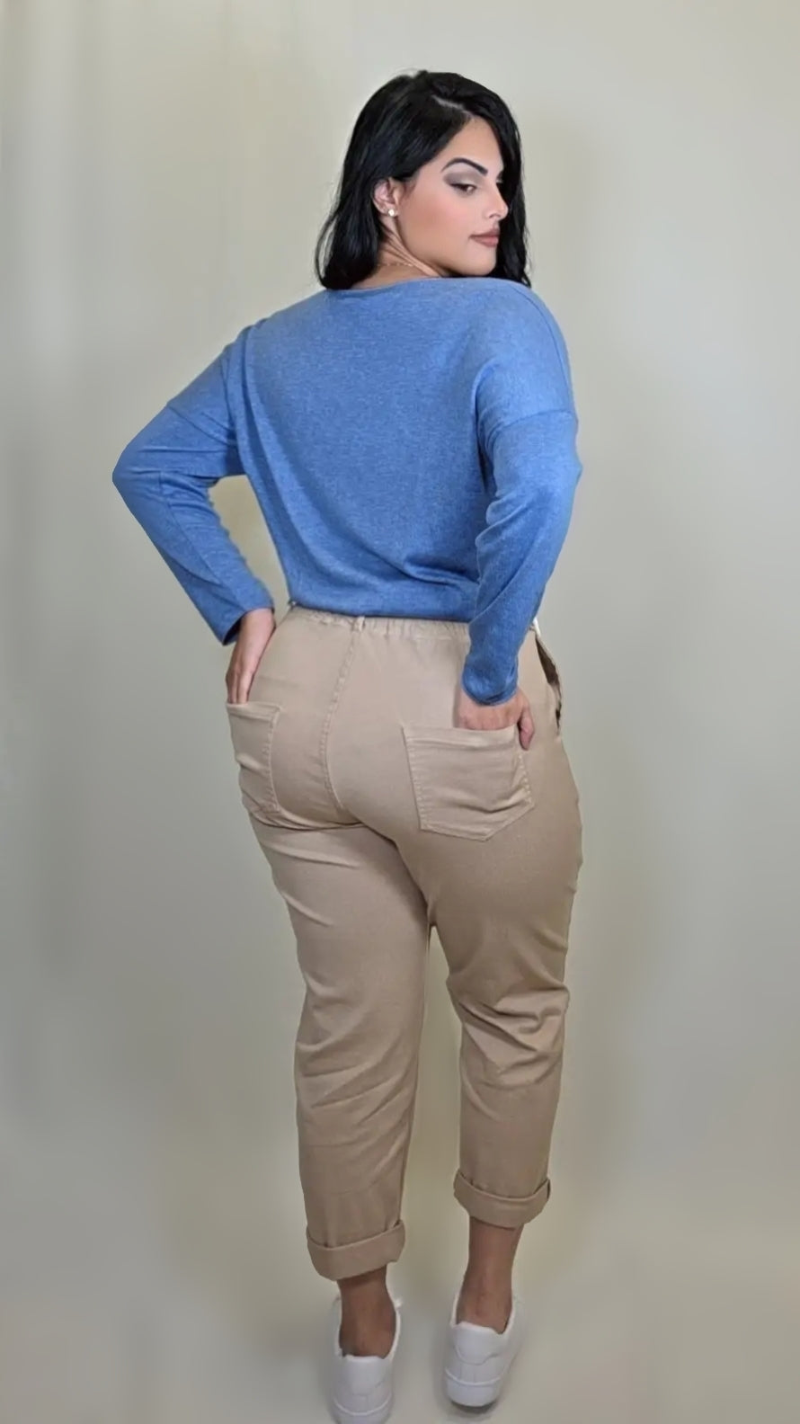 High Waist Stretch Paper Bag Pant