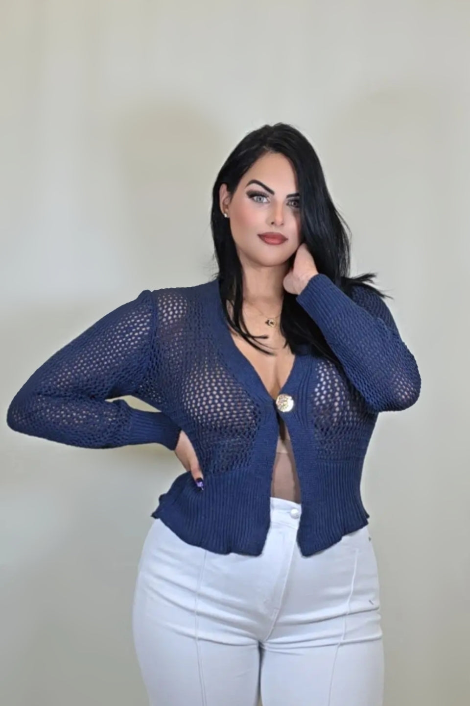 Knit Button-Up Crop Cardigan