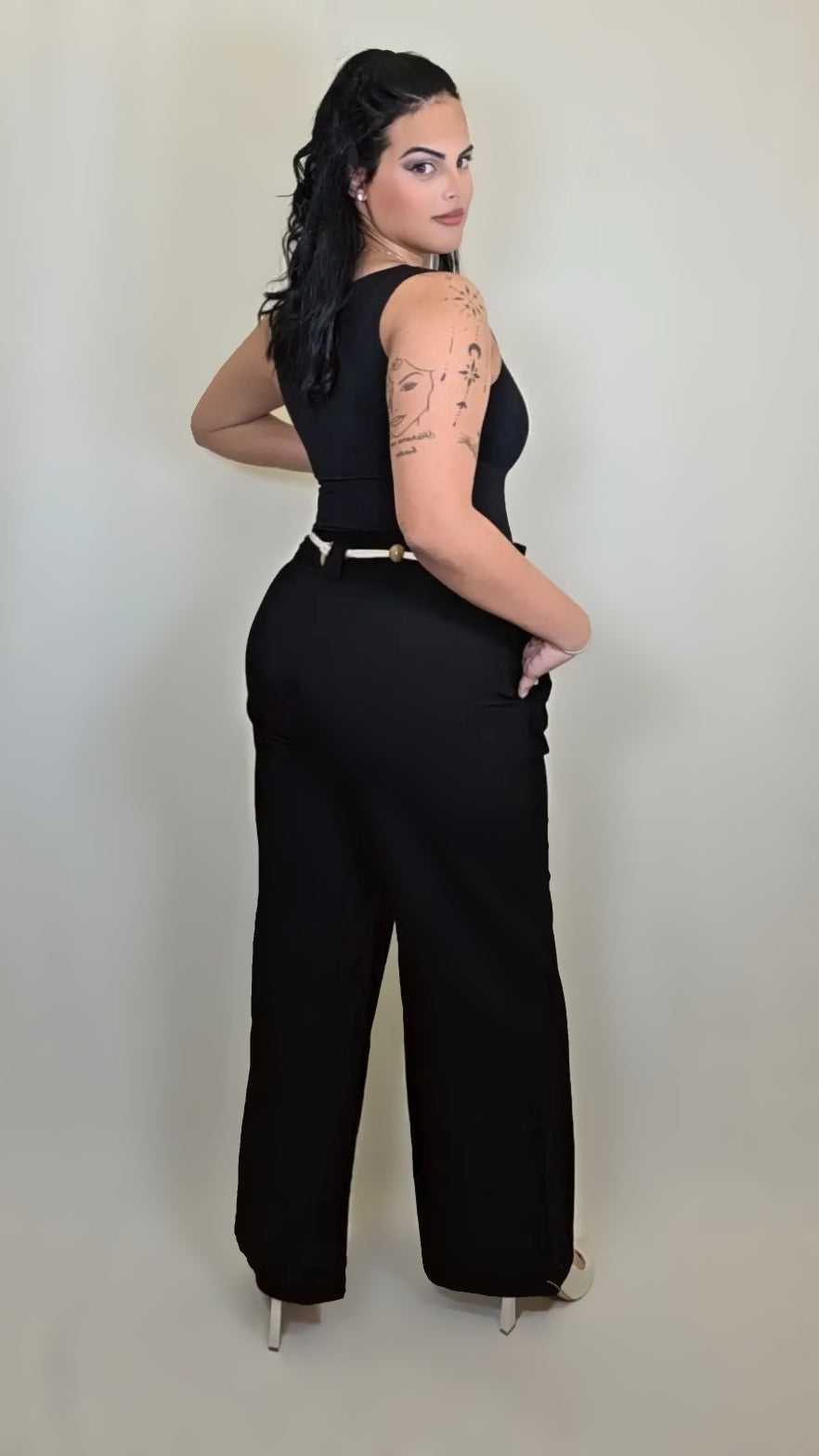 Wide Leg Palazzo Pant Drawstring High Waist With Pockets