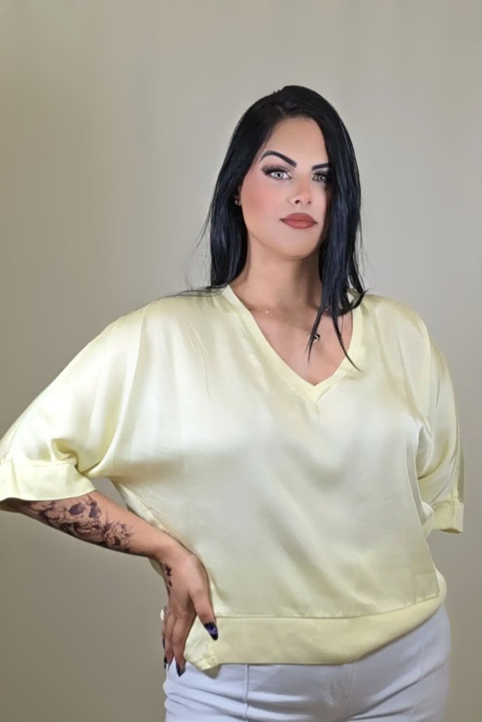 V-Neck Satin Blouse