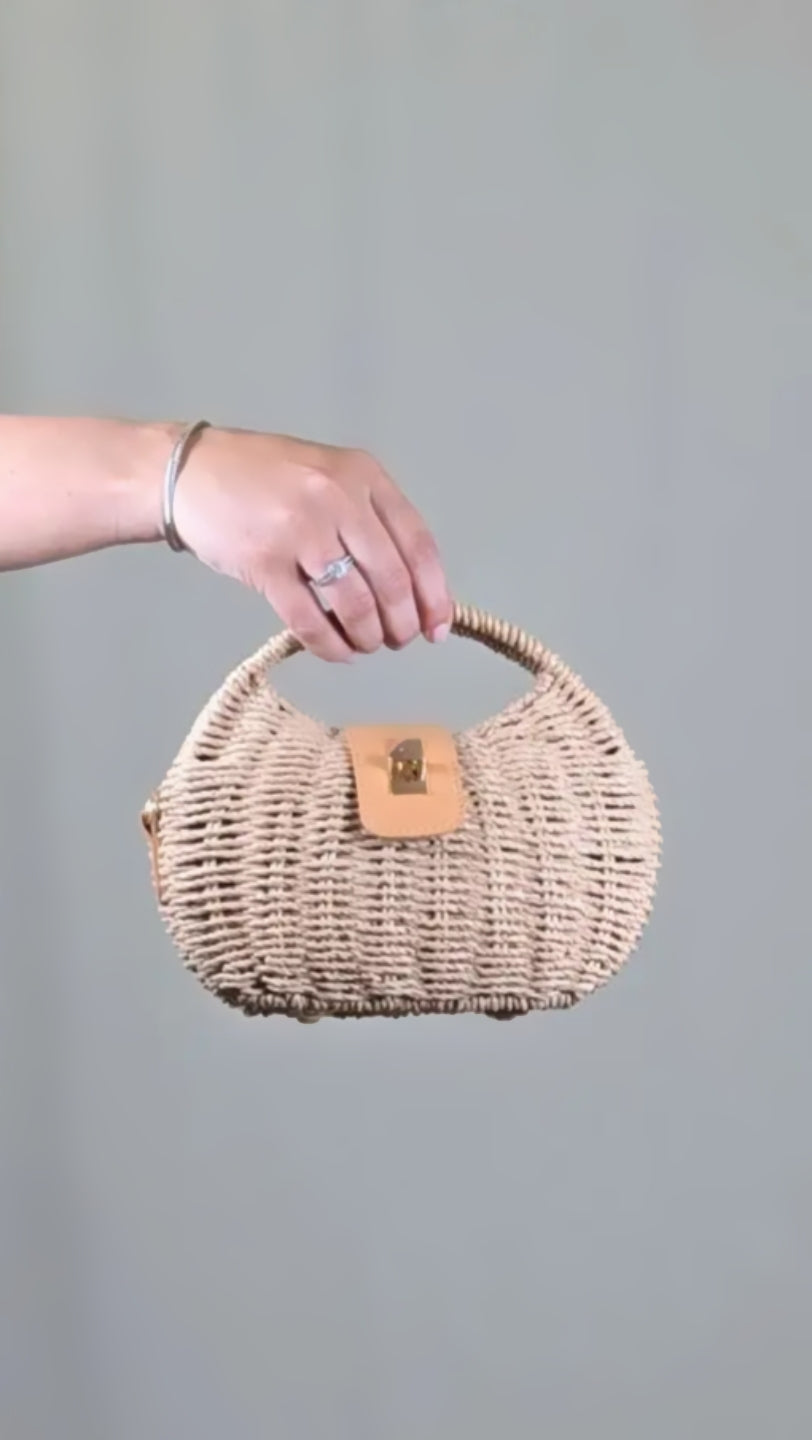 Woven Rattan Crossbody Bag