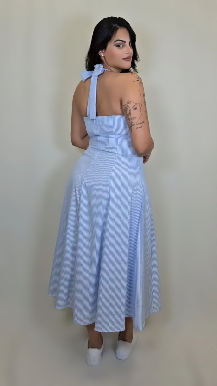 Striped Woven Midi Dress