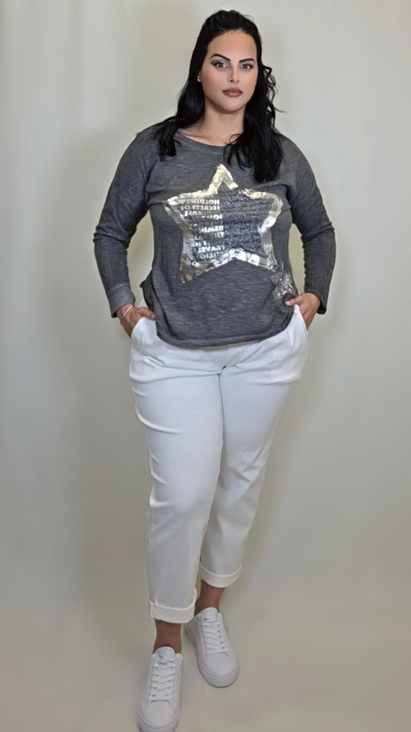 Shiny Star Long Sleeve Cotton Tee