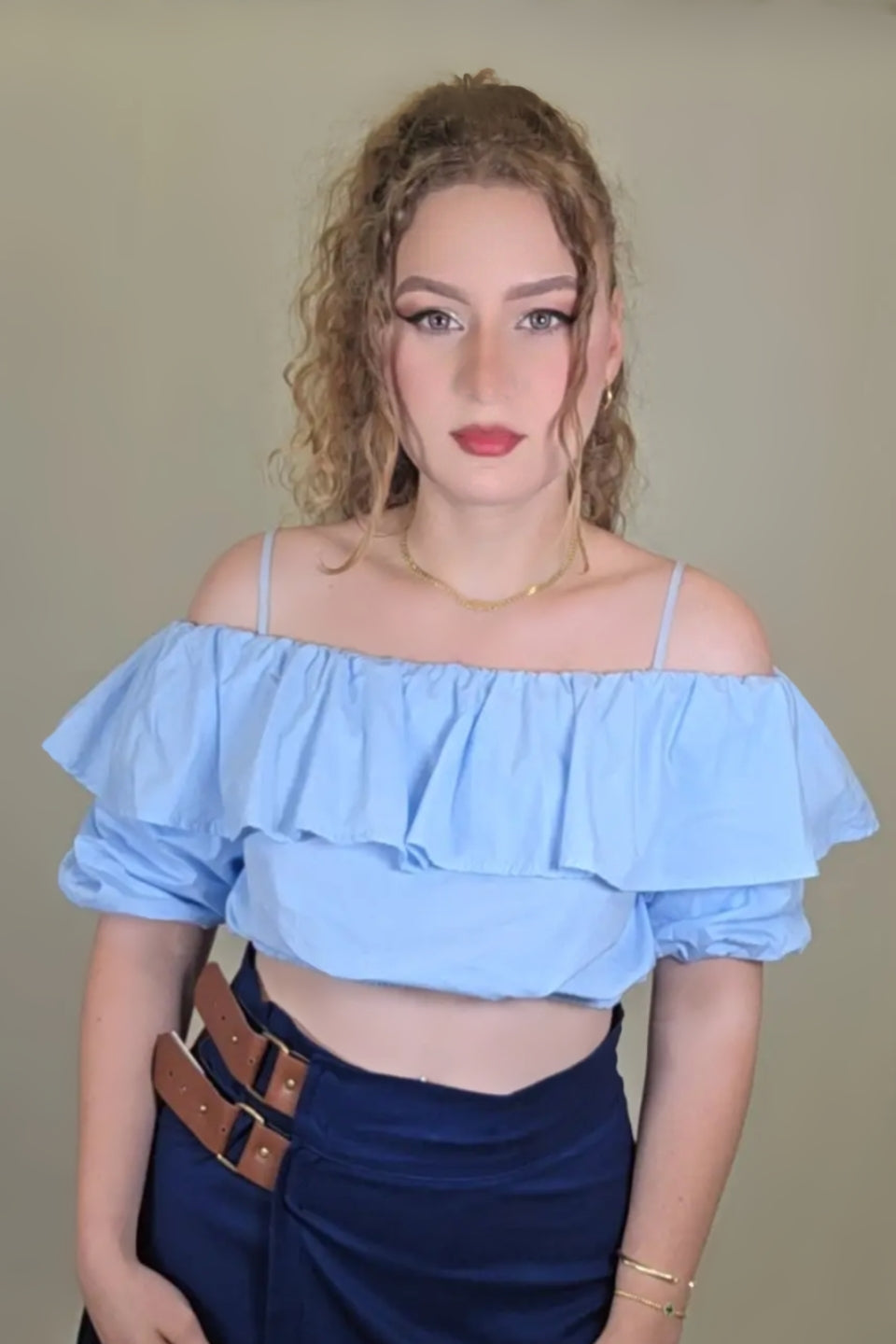 Ruffle Off-Shoulder Crop Top