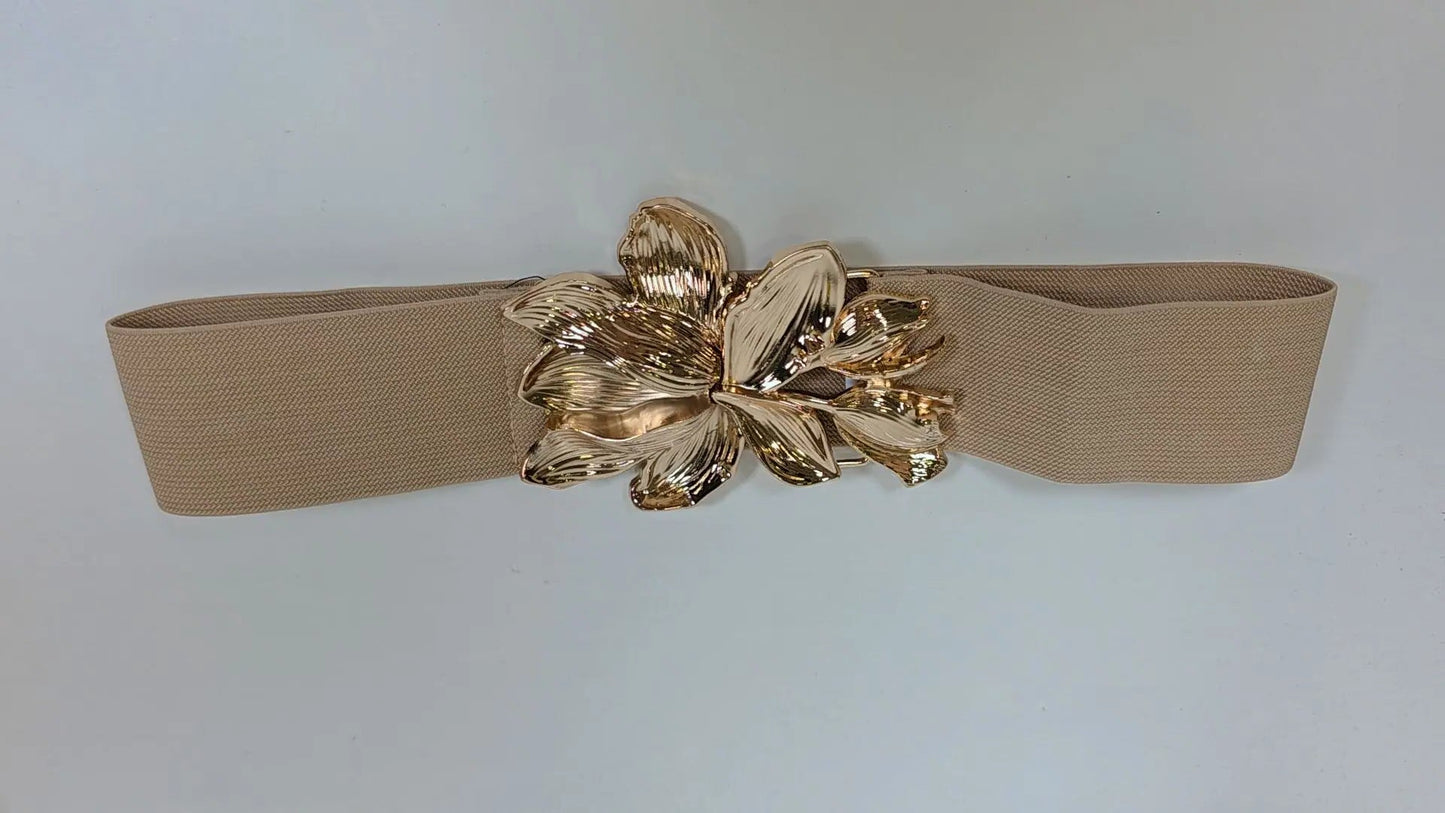 Stretchy Vintage Wide Waist Flower Belt
