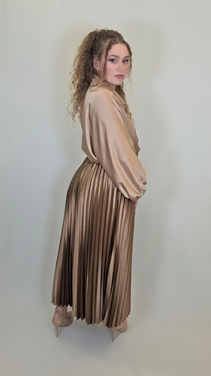 Midnight Luxe Pleated Set – Satin Edition