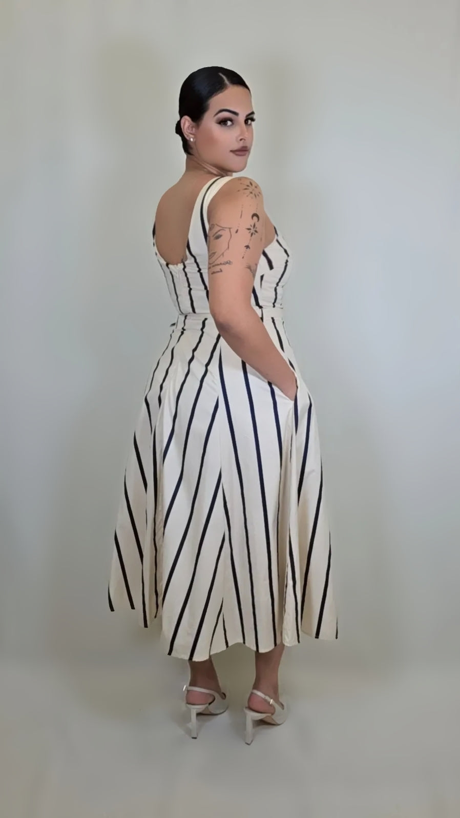 Stripped Midi Dress
