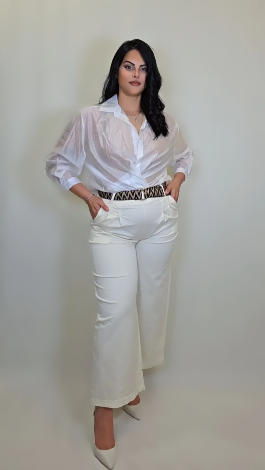 Widel Leg Elegant Belted Pant