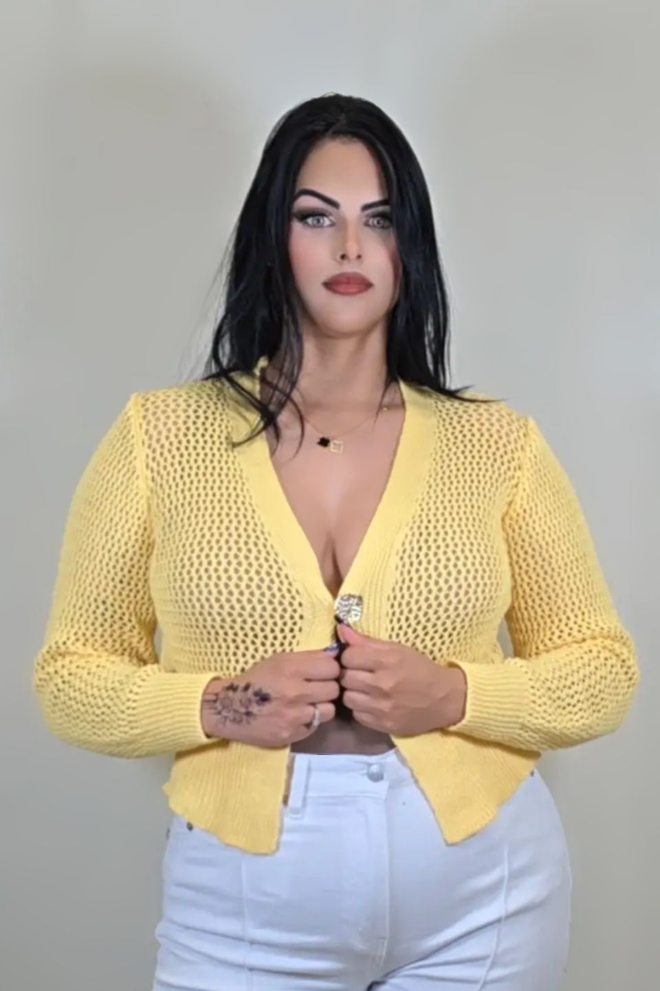 Knit Button-Up Crop Cardigan