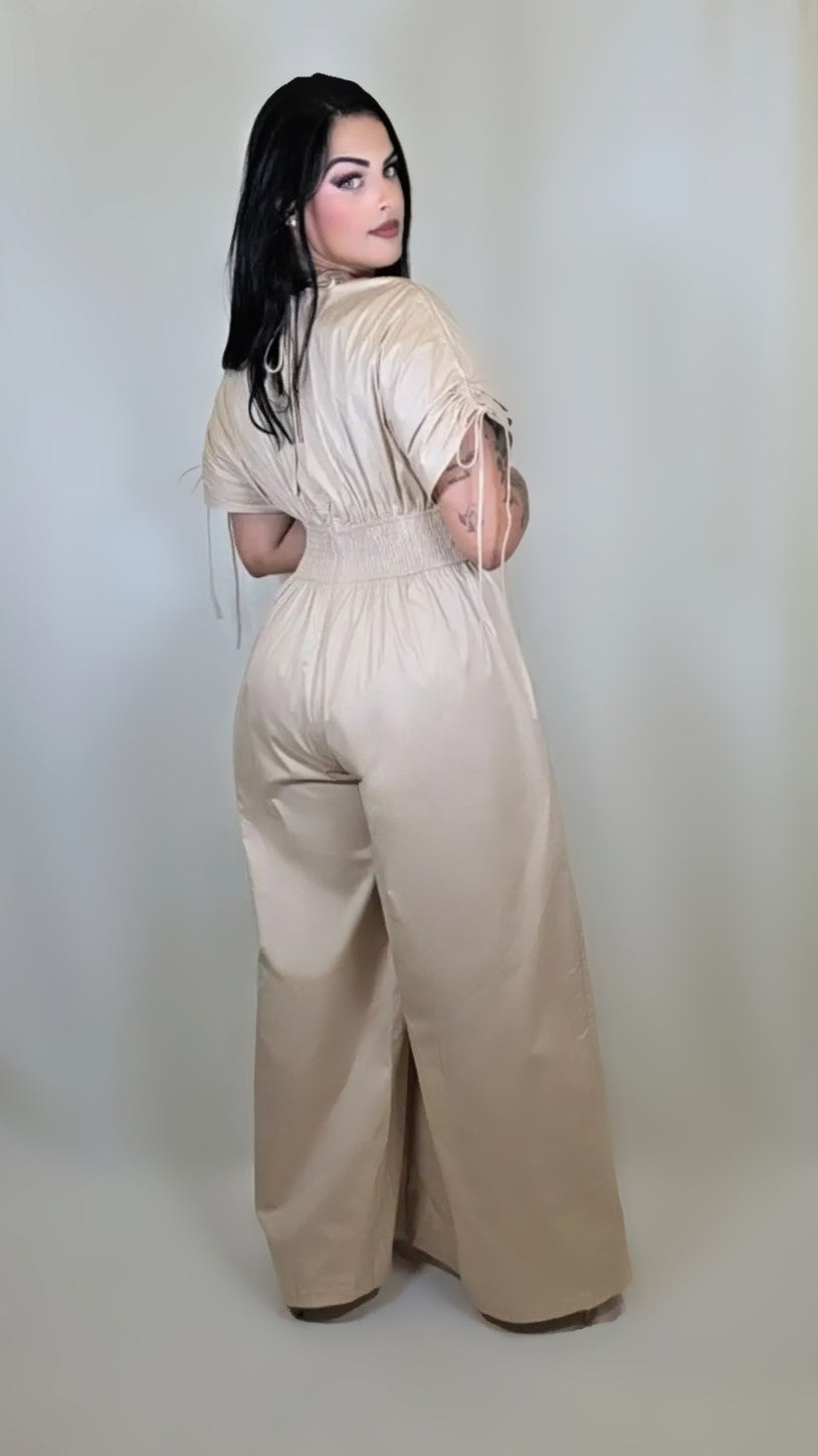 Champagne Bloom Wide Leg Jumpsuit