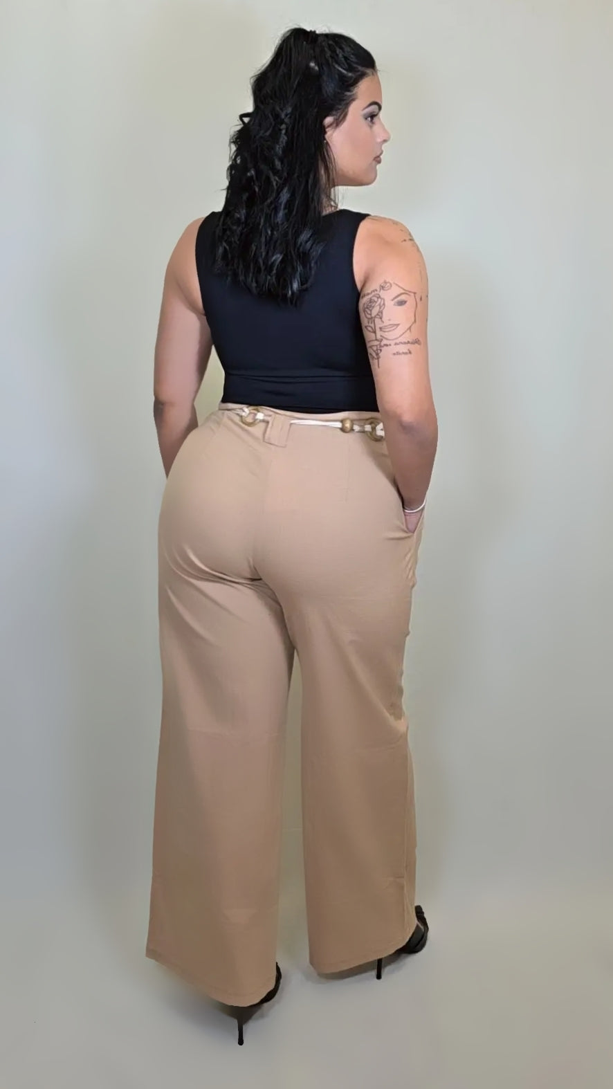 Wide Leg Palazzo Pant Drawstring High Waist With Pockets