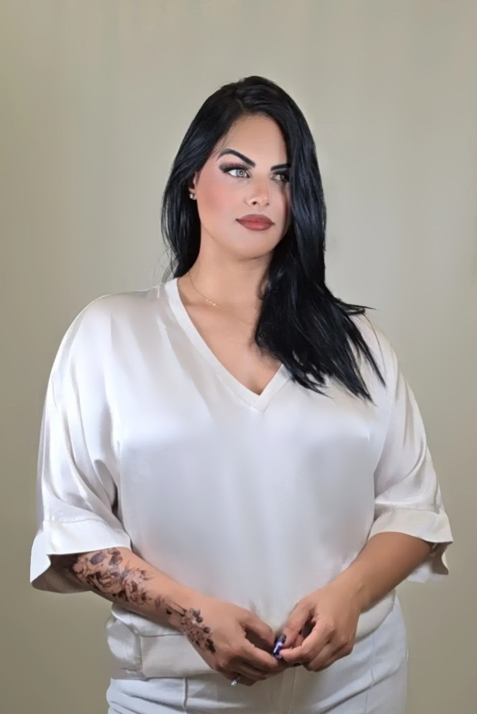V-Neck Satin Blouse