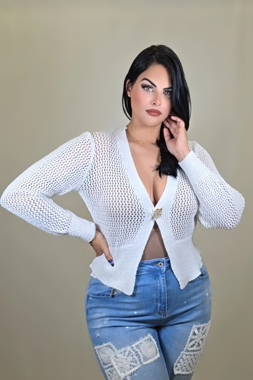 Knit Button-Up Crop Cardigan