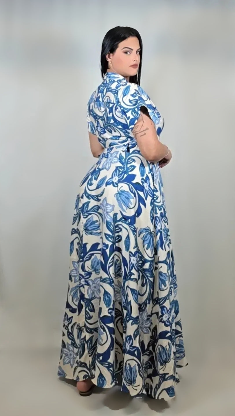 Floral V-Neck Summer Dress High Split