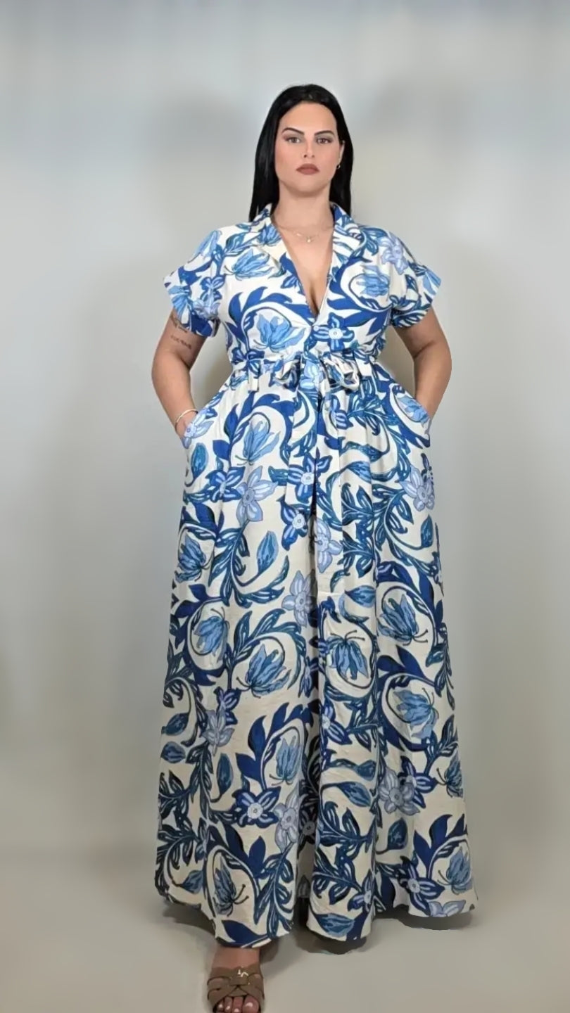 Floral V-Neck Summer Dress High Split