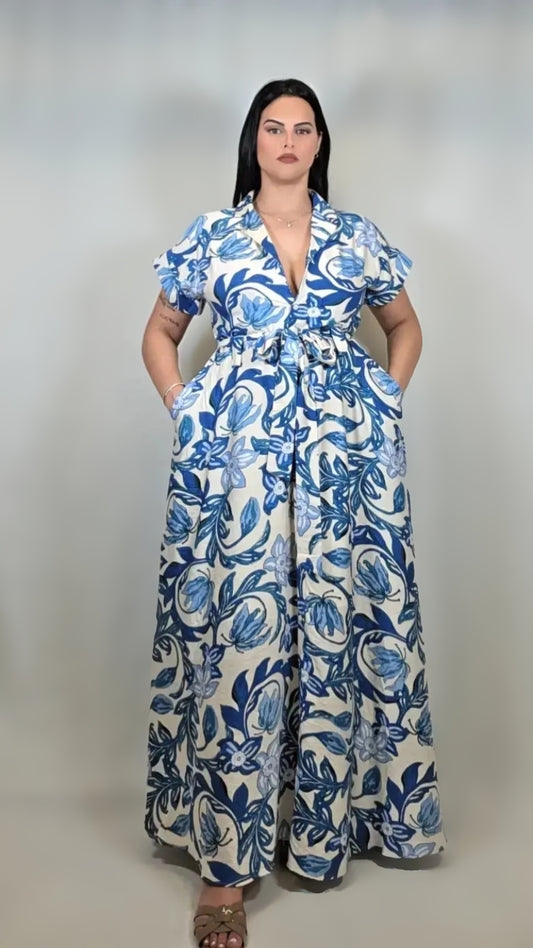 Floral V-Neck Summer Dress High Split