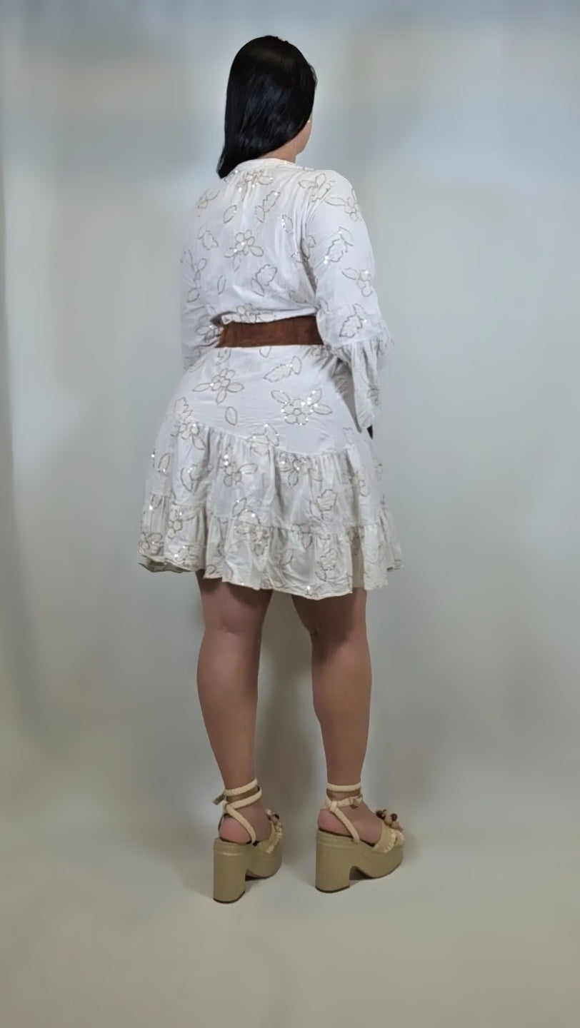 Boho Vintage Lace Cotton Mini Dress
