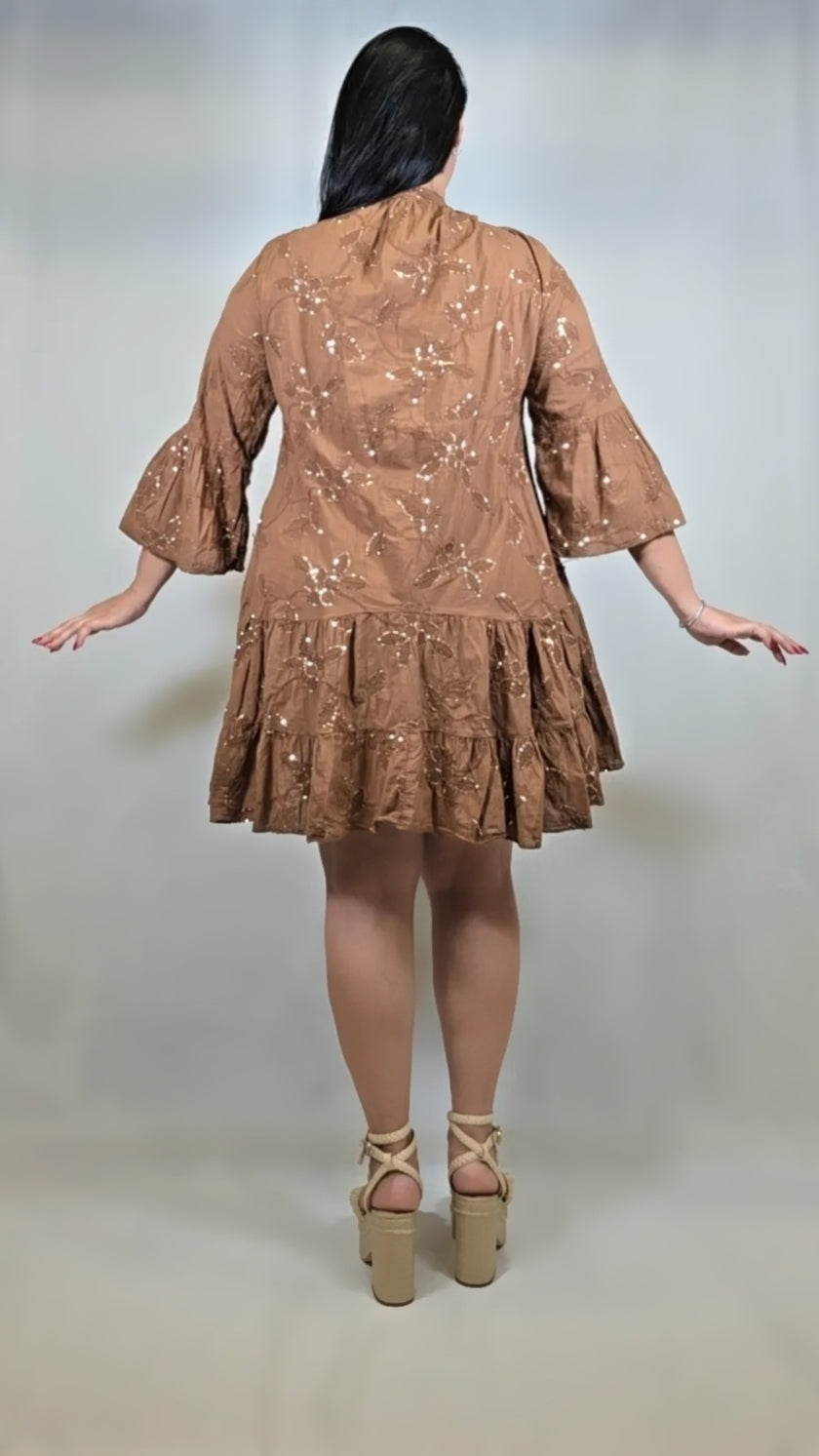 Boho Vintage Lace Cotton Mini Dress