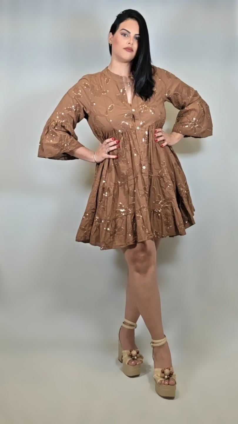 Boho Vintage Lace Cotton Mini Dress