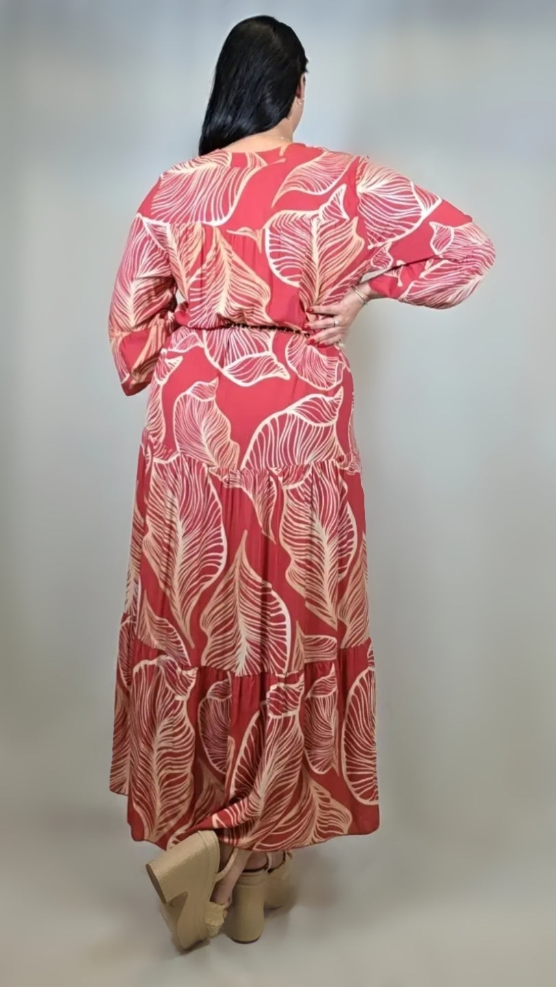 V-Neck Printed Loose Dress