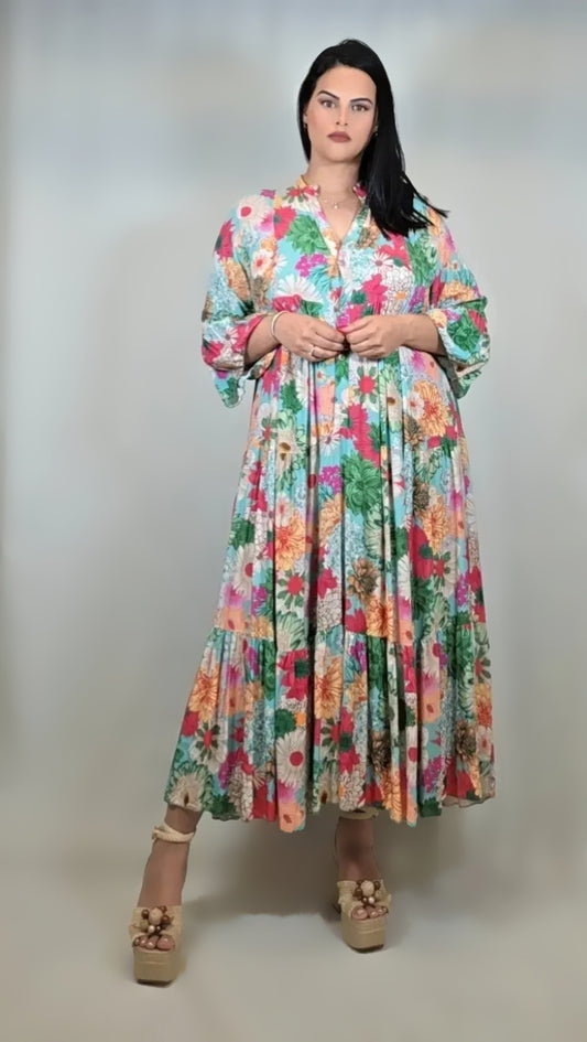 Floral Print Button Down Dress