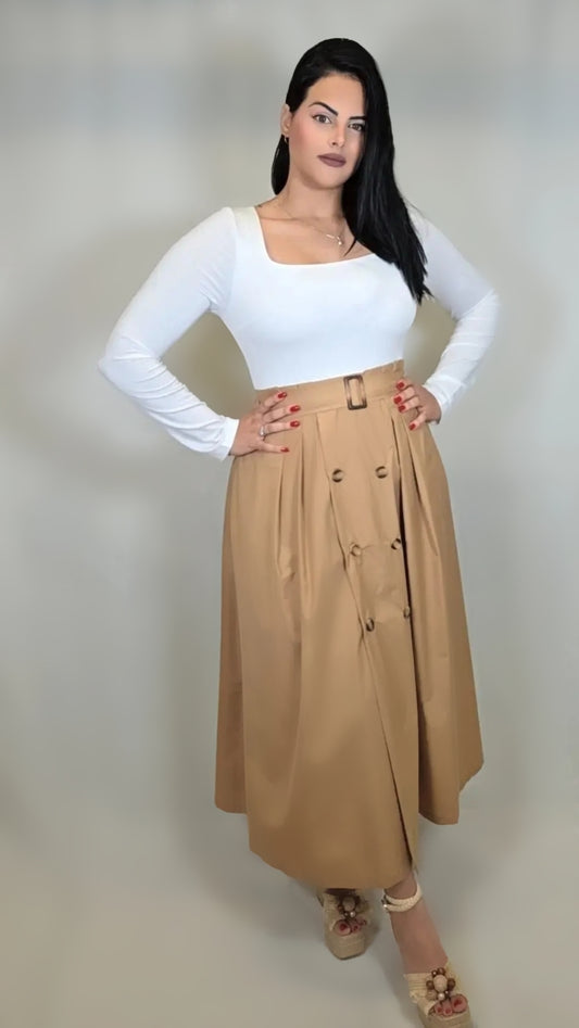 Square Neck Knit Long Sleeve Dress