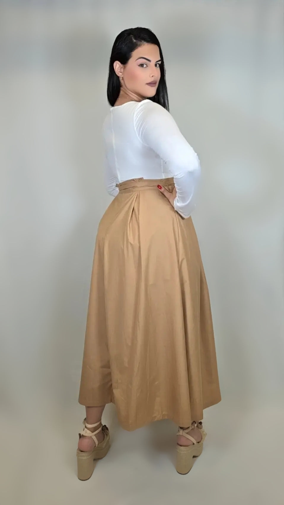 Square Neck Knit Long Sleeve Dress