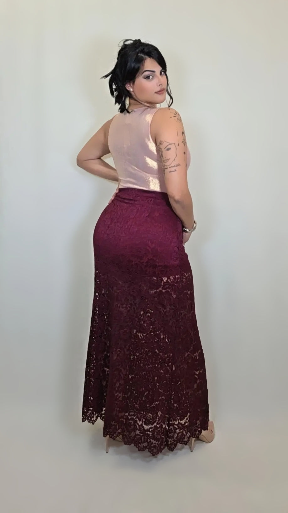 Lace Pencil Maxi Skirt
