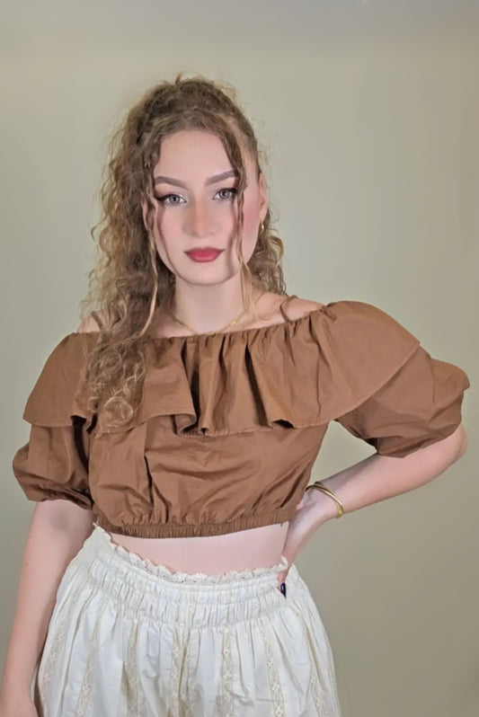 Ruffle Off-Shoulder Crop Top