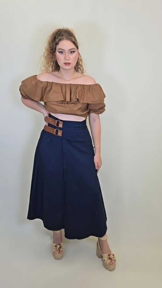 Buckle Wrap Skirt – Midi Statement Edition