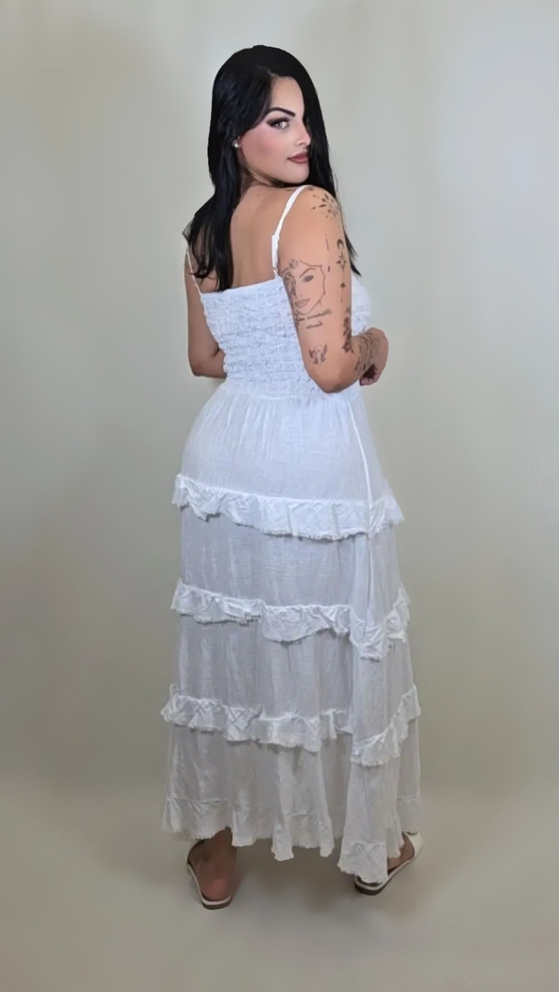 Popcorn Tiered Style Maxi Dress