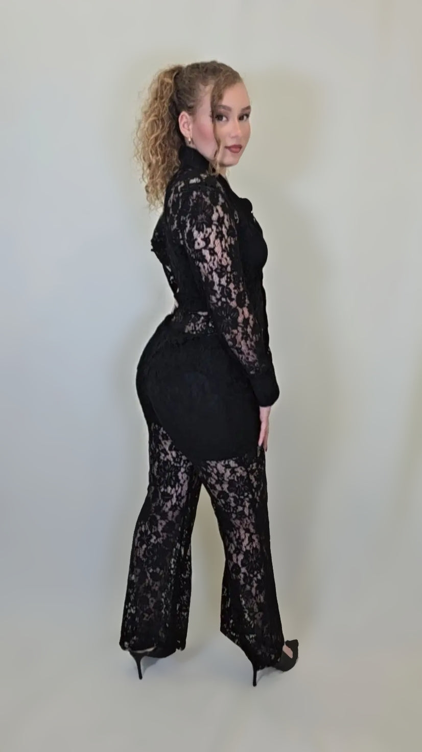 Midnight Lace Sheer Two-Piece Set
