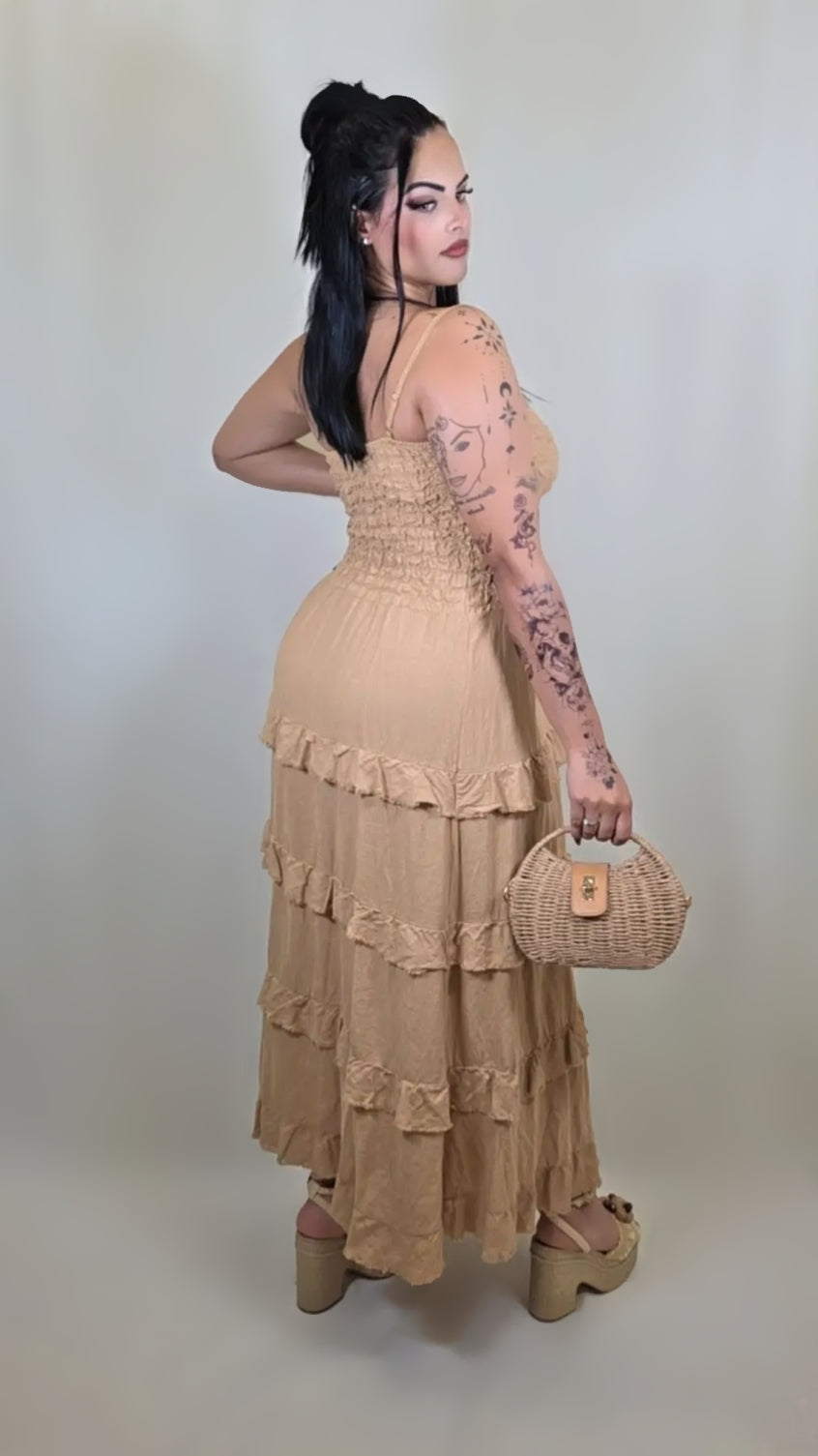 Popcorn Tiered Style Maxi Dress