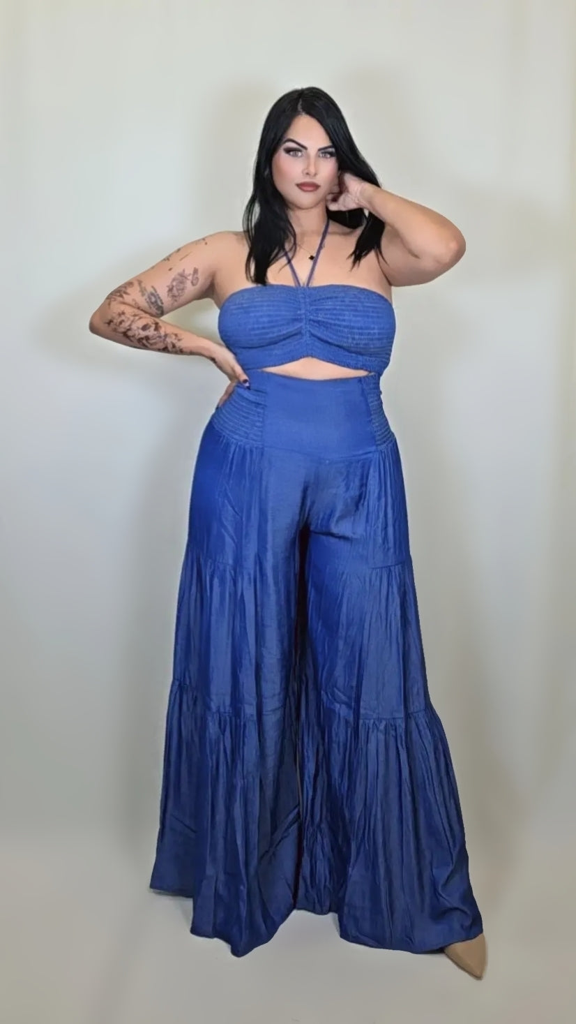 Cropped Wide Leg Pants Set