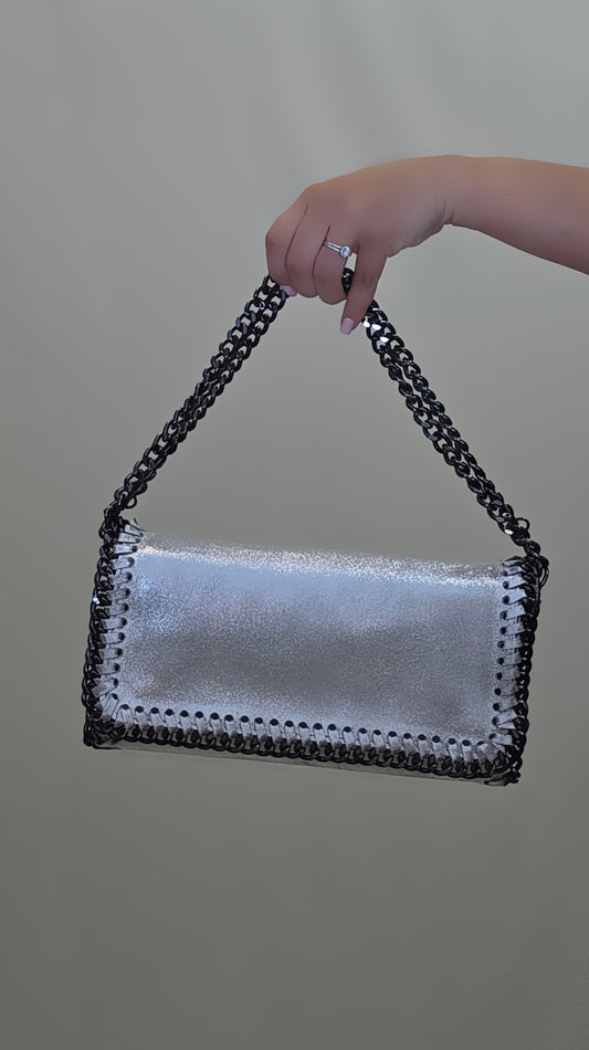 Silver Metallic Crossbody Chain Purse