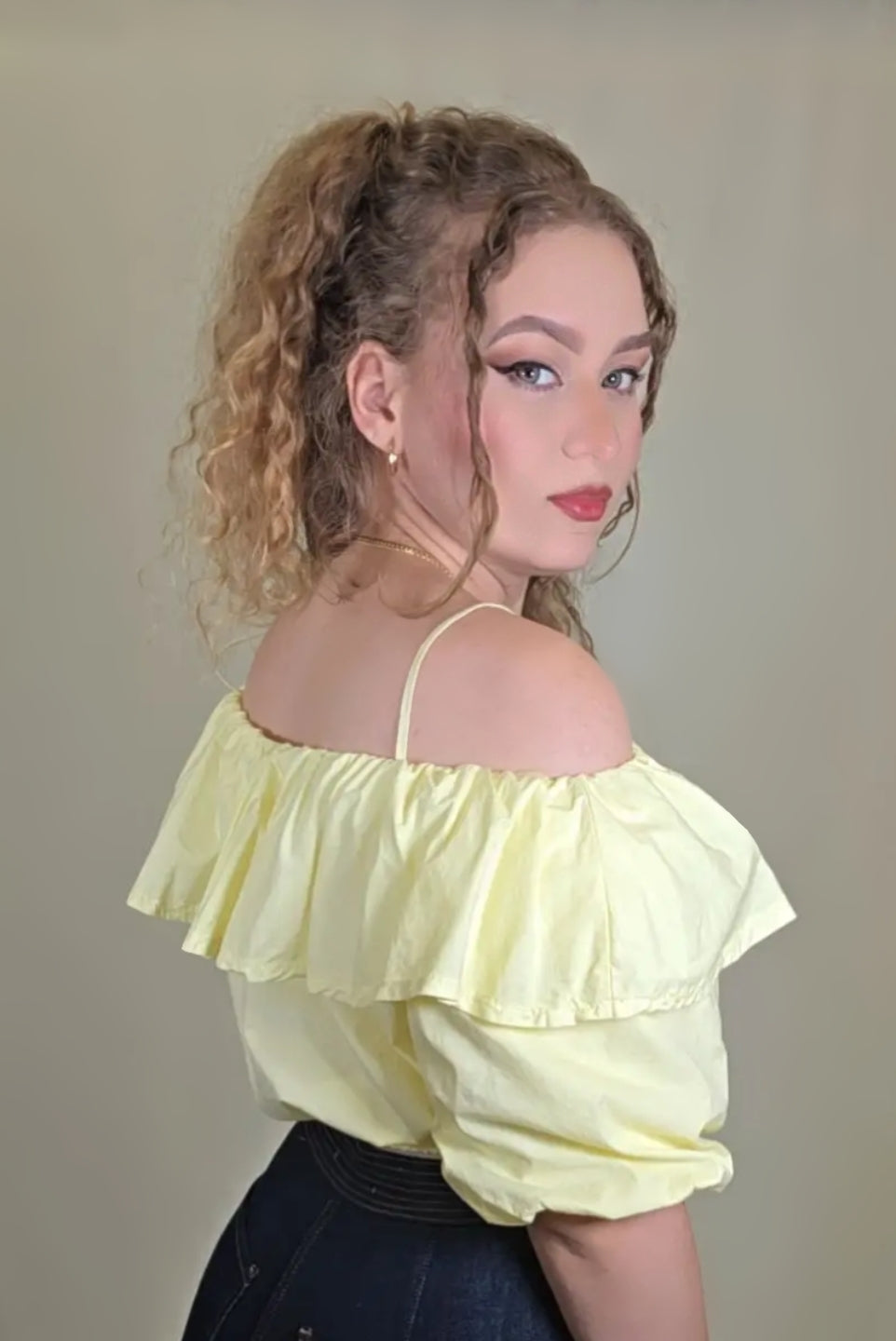Ruffle Off-Shoulder Crop Top