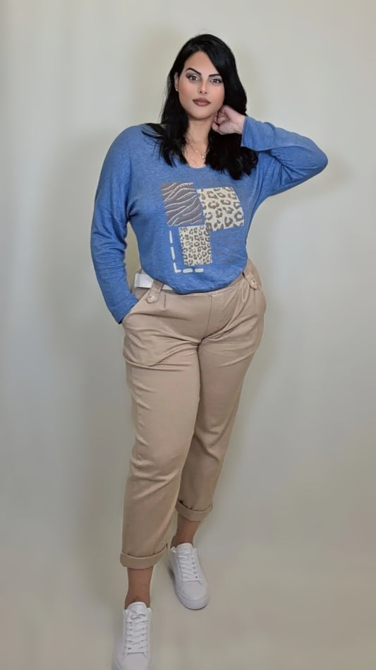 High Waist Stretch Paper Bag Pant