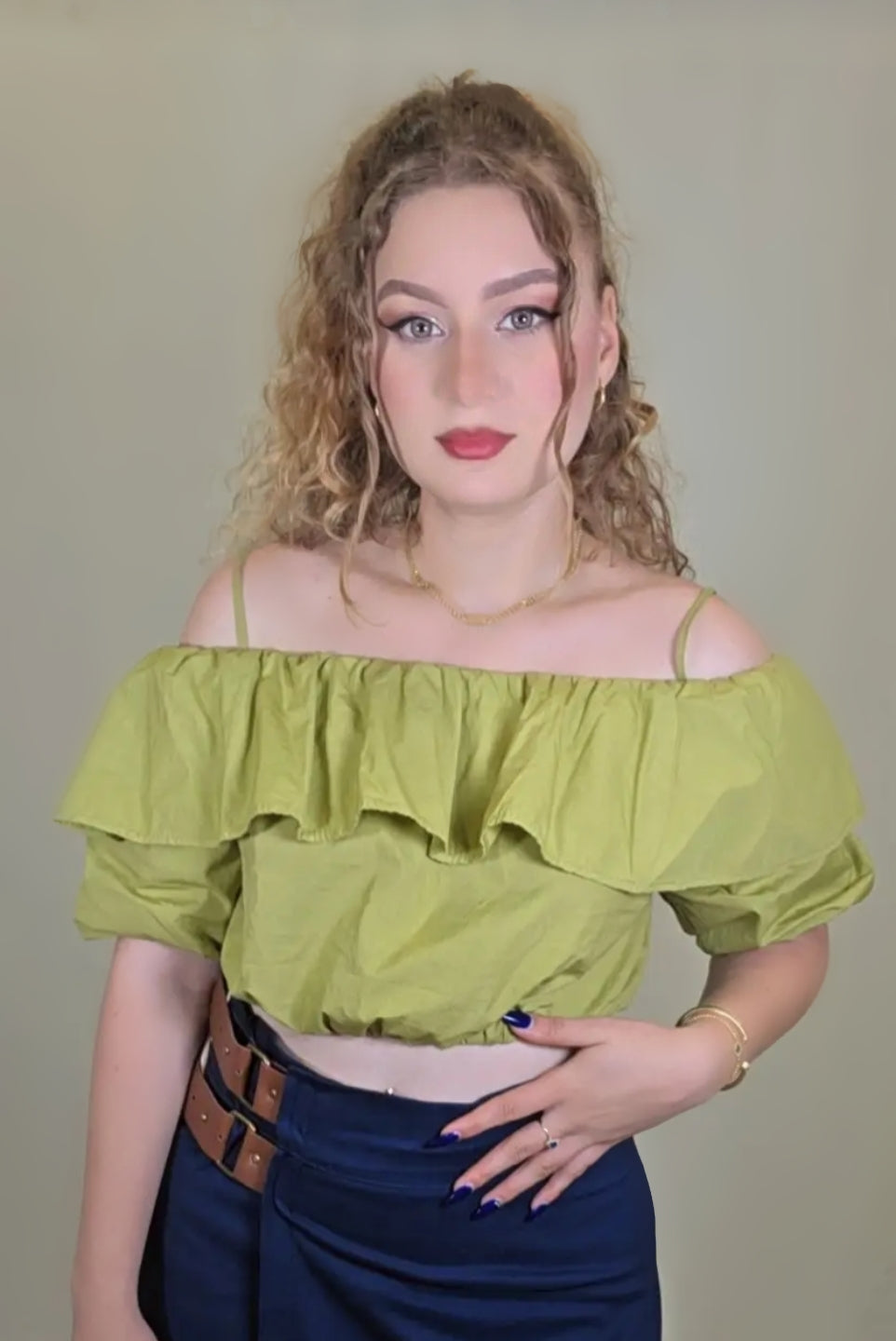 Ruffle Off-Shoulder Crop Top
