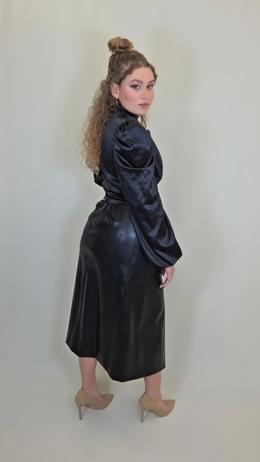 Faux Leather Tie-Front Skirt – Noir Slit Edition